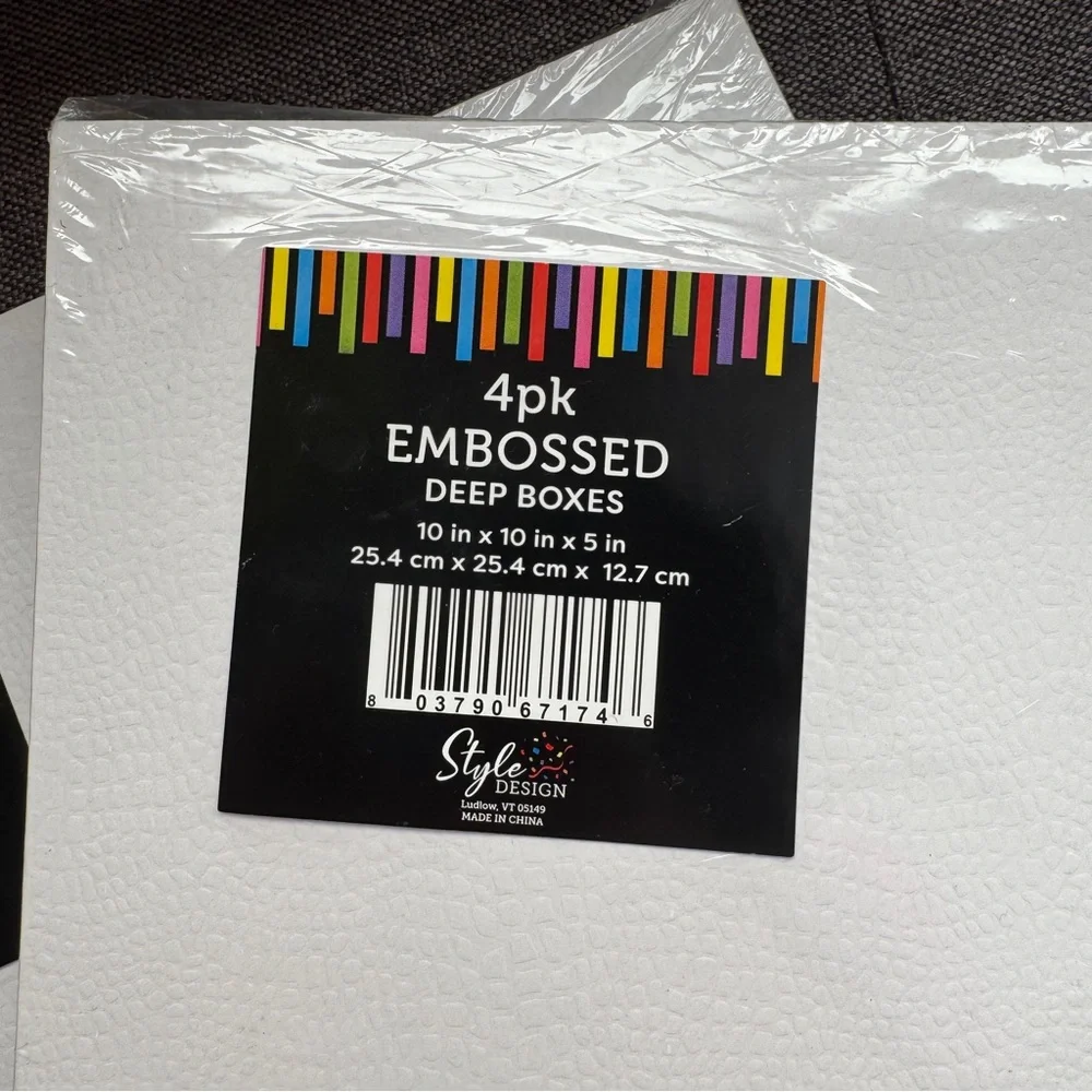 4pk Embossed Deep Boxes 10x10x5